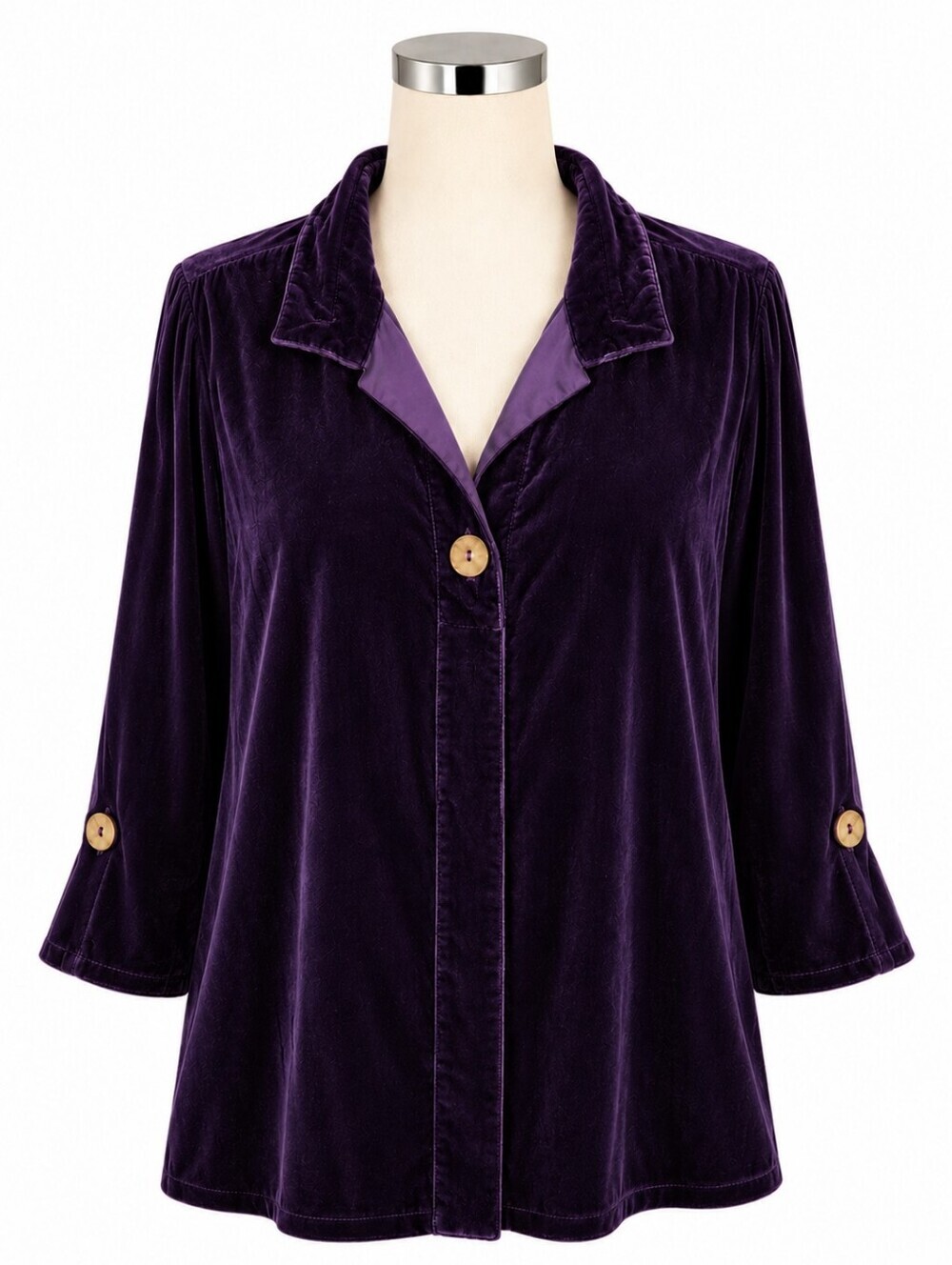John Mark Purple Velvet Velour Swing Tunic Top Sz M Whimsigoth Grunge Holiday